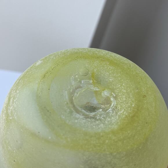 Seguso Vetri d'Arte Glass Murano Italy Scavo Vase Lime Green Frosted 3.25"x3.75" - Picture 9 of 9